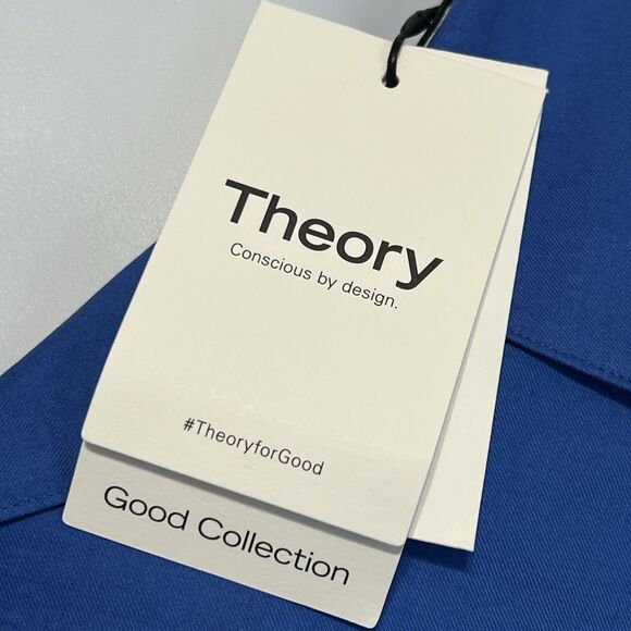 Theory Mens Noll Tencel Flow Twill Button Up Shirt Sail Blue XL Short Sleeve - Picture 3 of 8